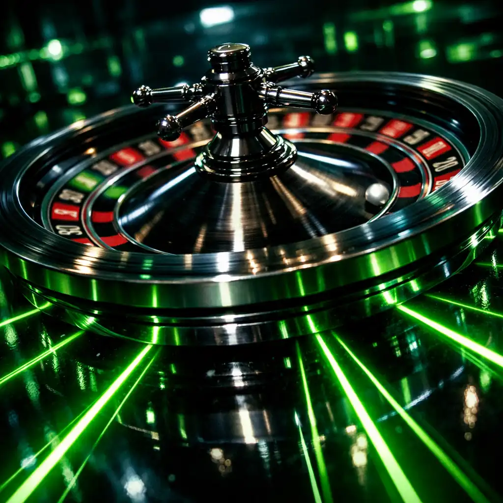 Neonski osvijetljen rulet u pokretu uz bar s koktelima u Casinokrake prostoru