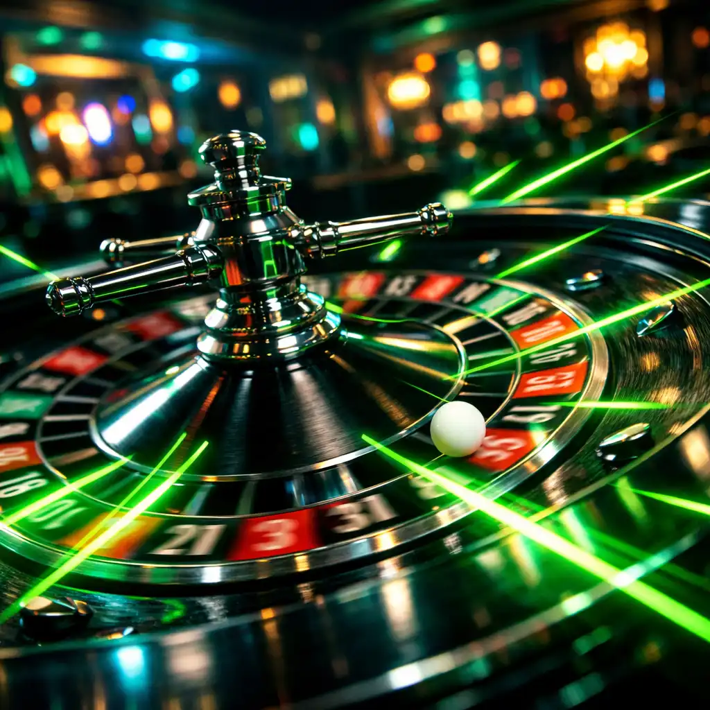 Rulet kotač u pokretu pod neonskim svjetlima u Casinokrake kazinu